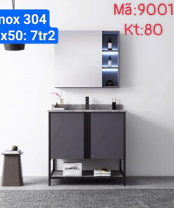 TỦ LAVABO INOX 304 CAO CẤP XÁM XANH TLVB-9001