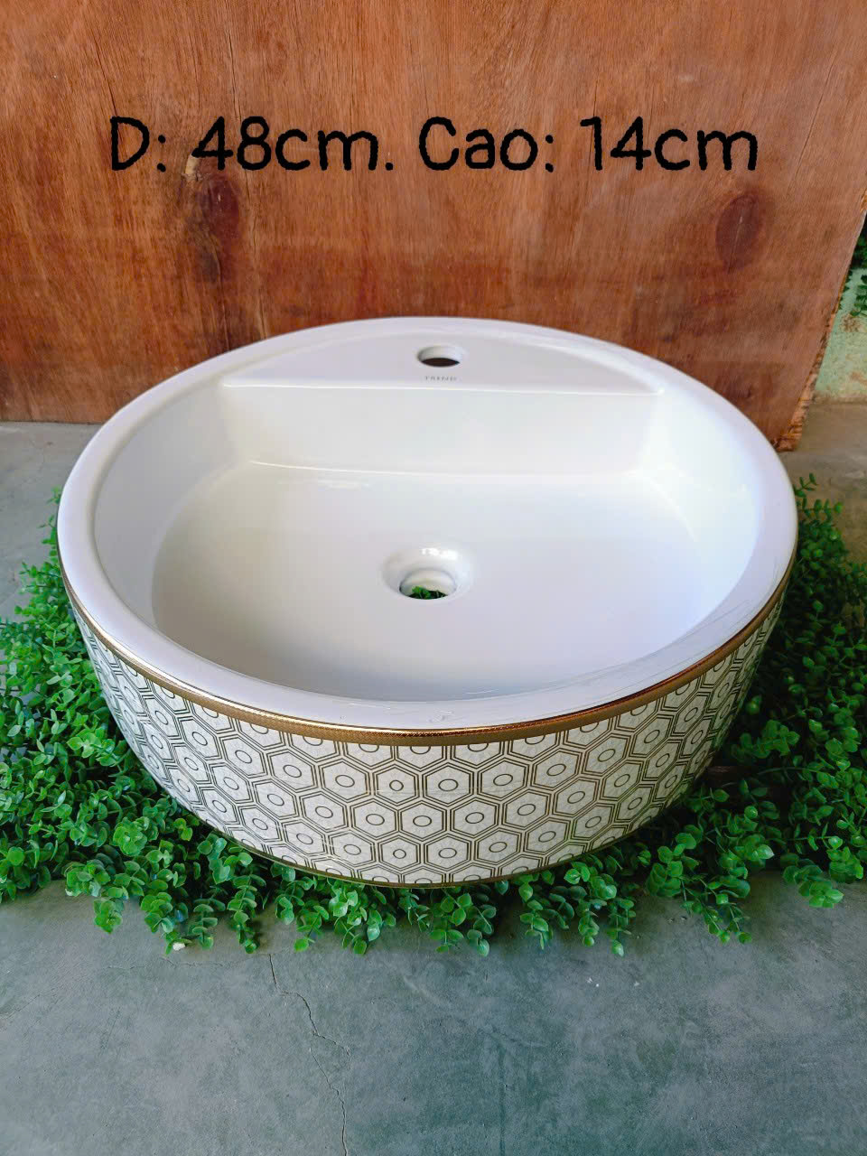 Lavabo Viềng Vàng Hoa Văn LVB-4814