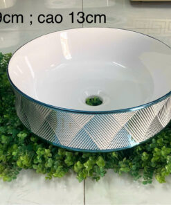 Lavabo Để Bàn Họa Tiết Caro Xanh LVB-3913
